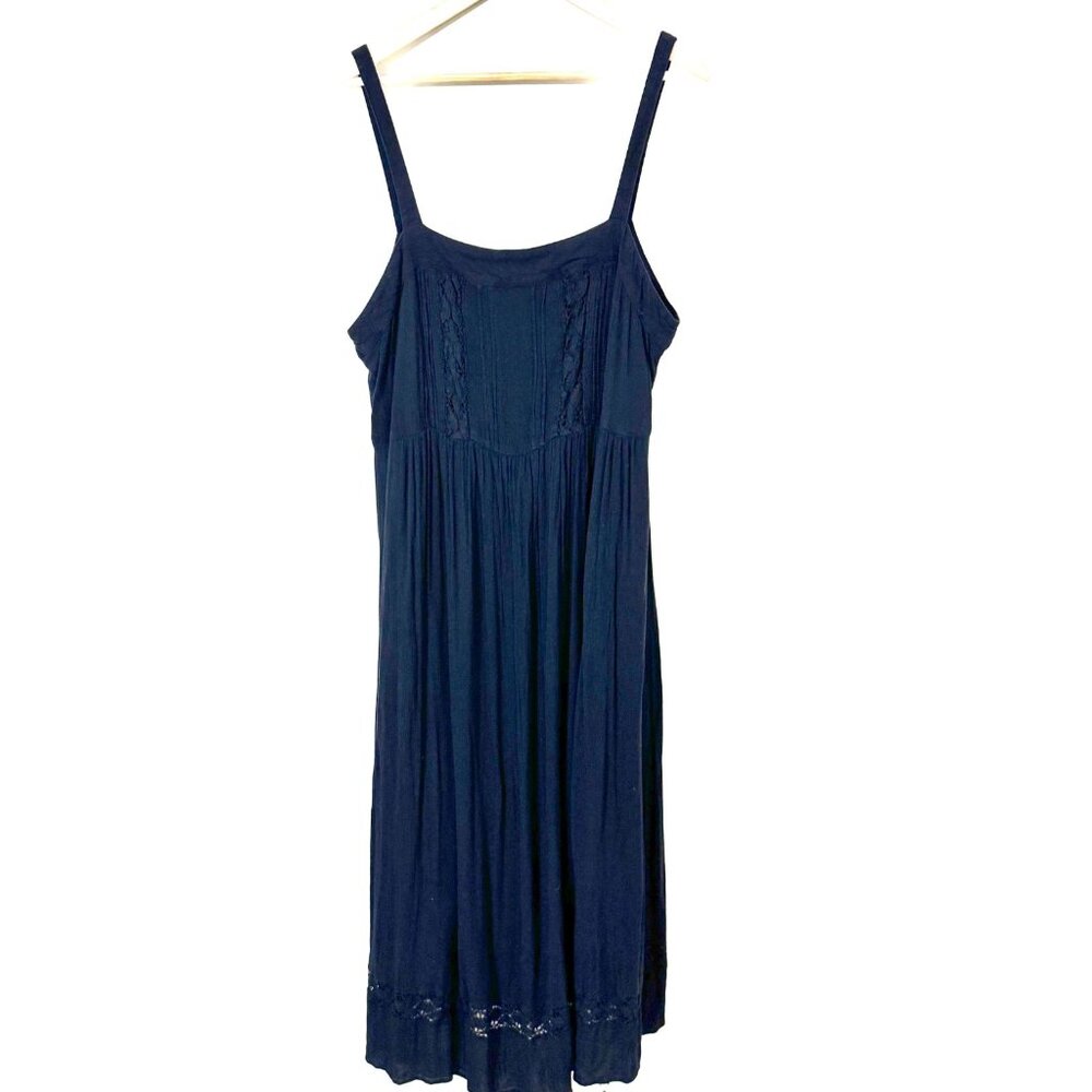 Natural Life Black Gauze Maxi Dress Lace Insert Sleeveless Dark Romantic Boho